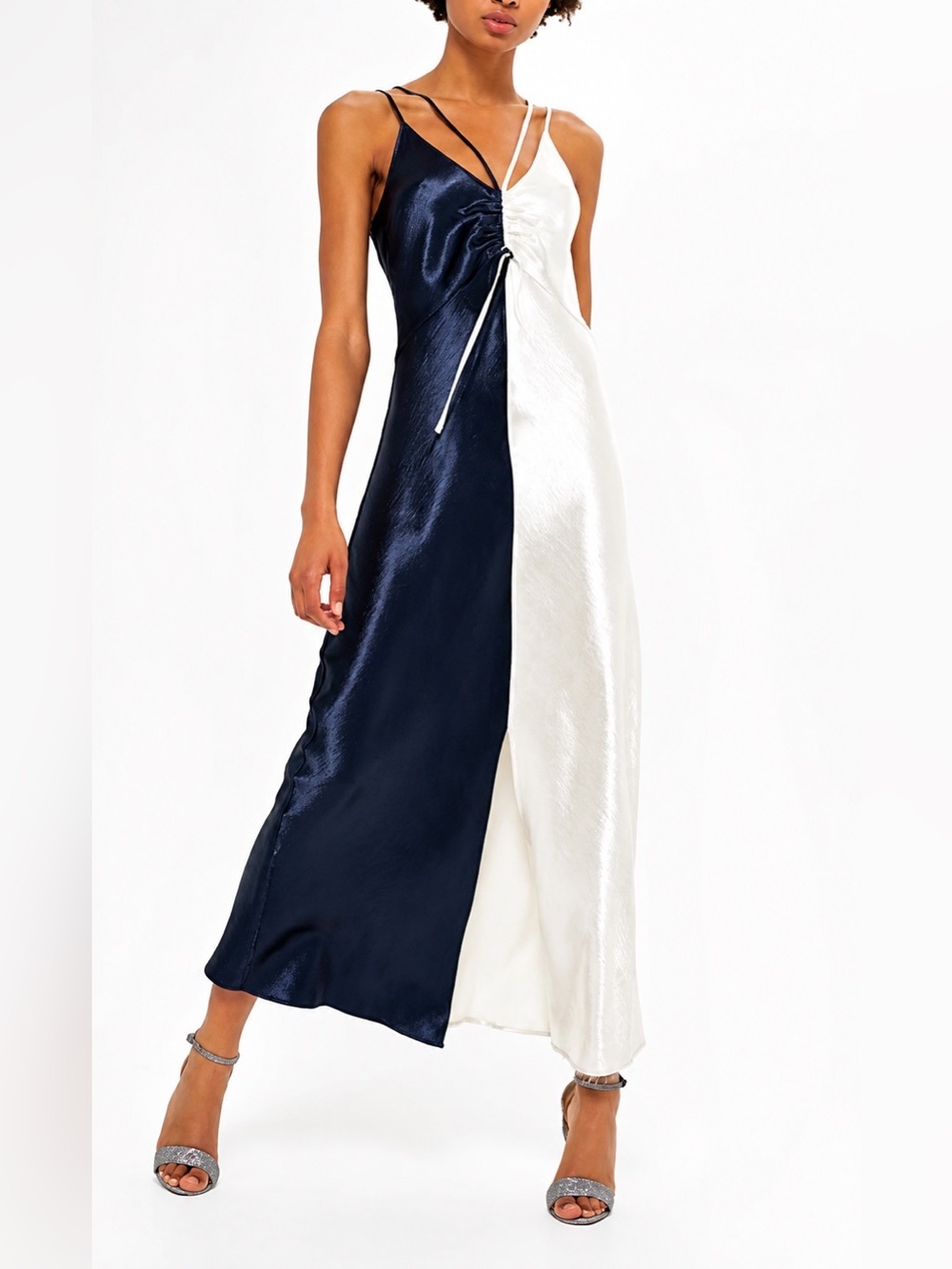 Topshop NWT two tone satin maxi dress, size 8
